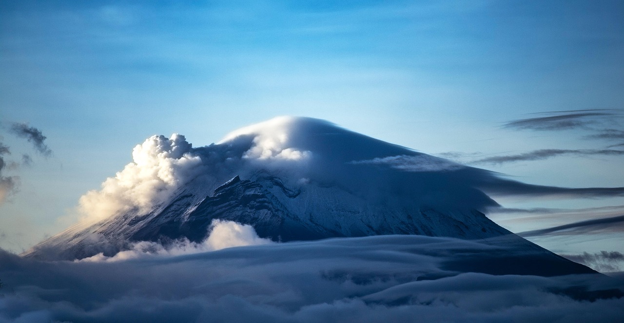 top, summit, nature, mountain, volcano, clouds, mexico, popocatepetl, landscape